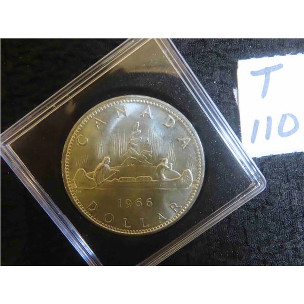 One 1966 Canadian 80% Silver dollar, sealed in its own case; VERY HIGH Grade, BU-PL-MS, 