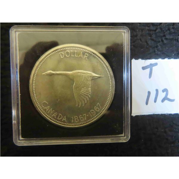 One 1967Canadian 80% Silver dollar, sealed in its own case; VERY HIGH Grade, BU-PL-MS