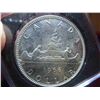 Image 2 : One 1966 Canadian dollar coin 80% silver, uncirculated, Large bead, High Grade, sealed in case,