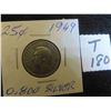 Image 1 : One 1949 Canadian 80% silver 25 cent coin, circulated, ungraded.