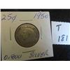 Image 1 : One 1950 Canadian 80% silver 25 cent coin, circulated, ungraded.