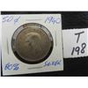 Image 1 : One 1940 Canadian 80% silver 50 cent coin, circulated, ungraded. Die Rotation 20+ degrees