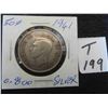 Image 1 : One 1941 Canadian 80% silver 50 cent coin, circulated, ungraded. Die rotation 10-15 degrees