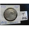 Image 1 : One 1949 Canadian 80% silver 50 cent coin, circulated ungraded. 