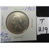 Image 1 : One 1963 Canadian 80% silver 50 cent coin, circulated ungraded. Nice coin 