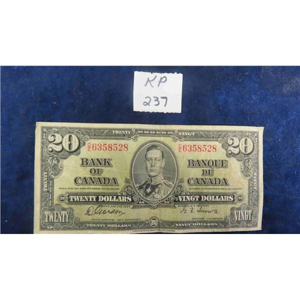 1937 Canada $20 Bill G.W. 