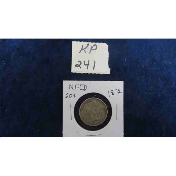 1872 Newfoundland 20 Cent Coin G.W. 
