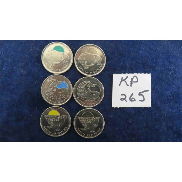 Set of 2011 25 Cent Coins Regular & Colored