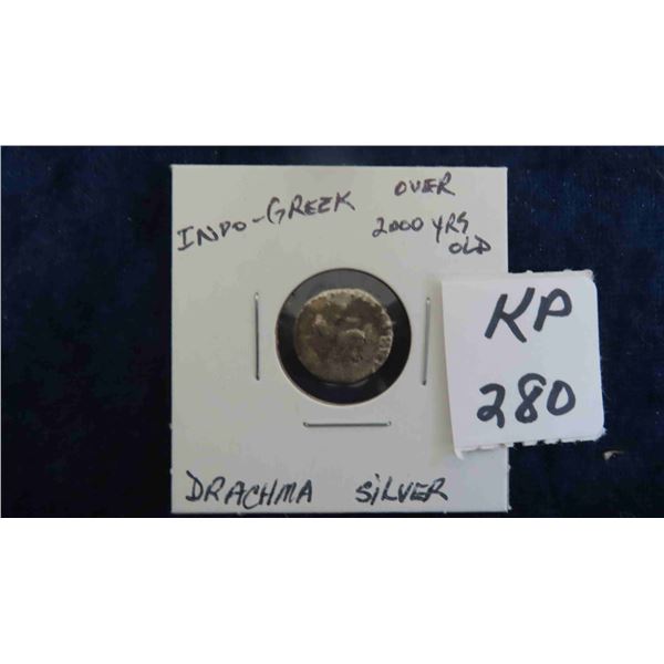 Indo Greek Silver Drachma Over 2000 Years Old