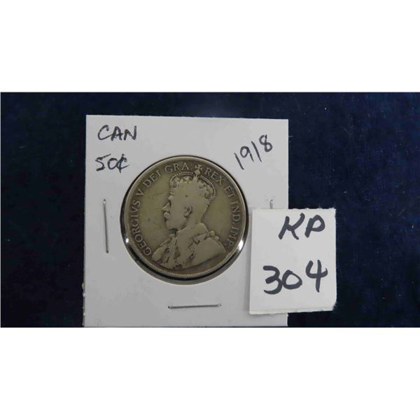 1918 Canada 50 Cent Silver Coin