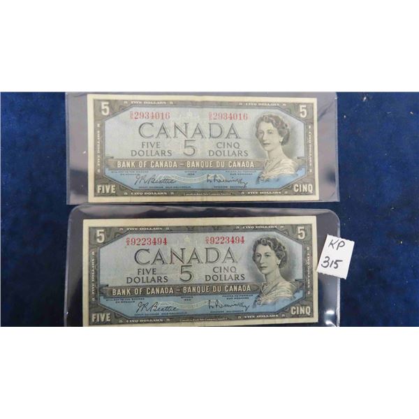 1954 Canada $5 Bills 