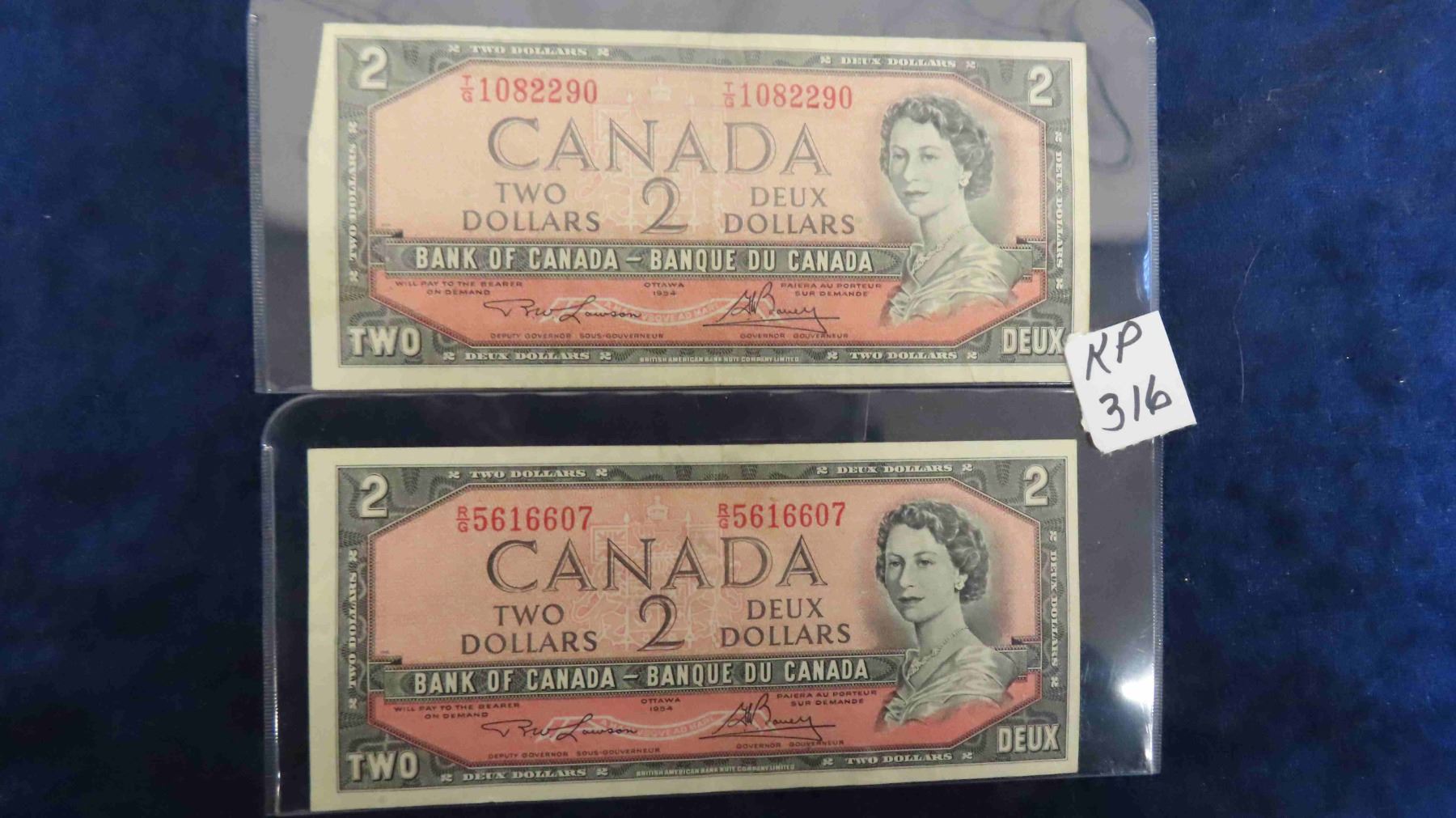 1954 Canada $2 Bills
