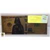 Image 1 : "DARTH VADER STAR WARS" $100 GOLD FOIL NOVELTY