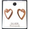 Image 1 : PAIR OF STERLING SILVER HEART SHAPED EARRINGS