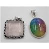 Image 1 : #187-NATURAL RAINBOW SOLAR QZ/ROSE QZ PENDANT
