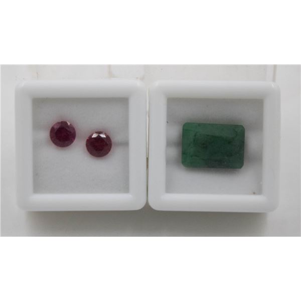 #219-HEATED RUBY 2.05CT & GREEN EMERALD 8.00CT