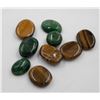 Image 1 : #137-GREEN EMERALD/TIGER EYE GEMSTONE 67.40 CT