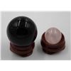 Image 1 : #-12-NATURLAL BLACK OBSIDIAN & ROSE QZ ASPHERE BAL