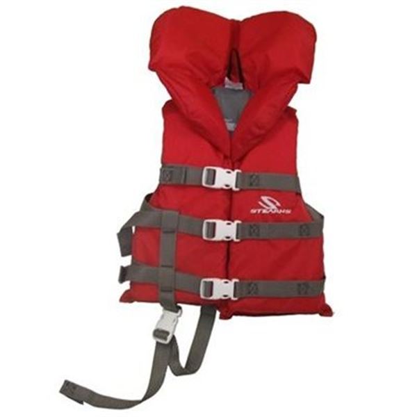 NEW STEARNS HEADS UP CHILD LIFE JACKET, RED