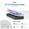 Image 2 : NEW OPEN BOX LUCID 12" GEL MEMORY FOAM MATTRESS