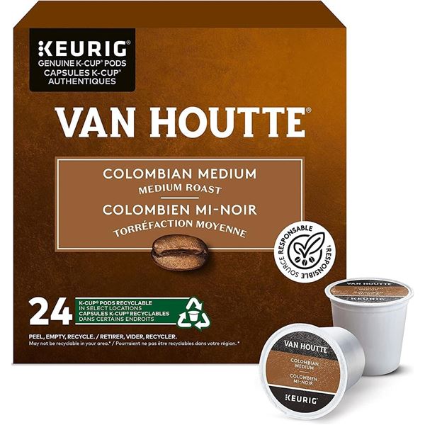 NEW BOX WITH 24 KEURIG K CUP PODS OF VAN HOUTTE