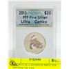 Image 1 : 2013 ROYAL CANADIAN MINT $20 .999 FINE SILVER