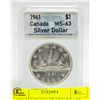 Image 1 : 1961 $1 CANADA SILVER DOLLAR