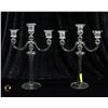 Image 1 : MATCHING SET OF 2 GLASS CANDLEABRAS, FITS 3 EACH