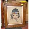 Image 1 : WOODEN FRAMED NATIVE GIRL PASTEL 24" X 28"