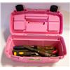 Image 1 : CHIZEL SET AND PINK PLASTIC TOOL BOX 21 PC LOT