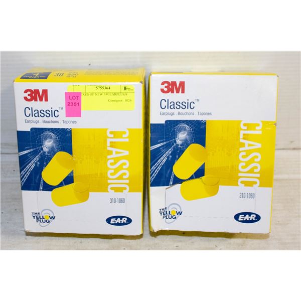 2 BOXES OF NEW 3M EARPLUGS