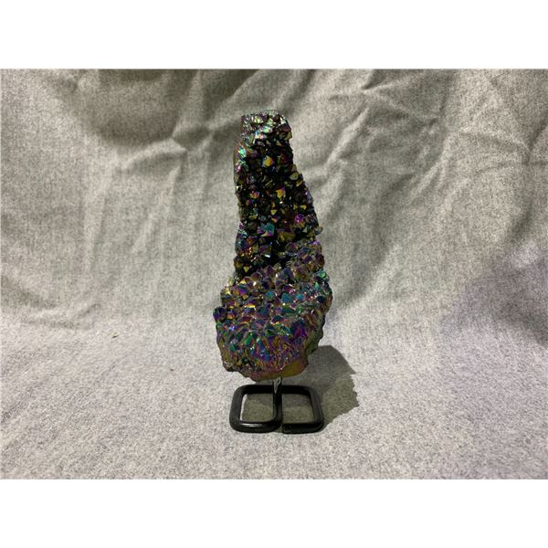 8" AMETHYST TITANIUM AURA ON METAL STAND RETAIL $2,200