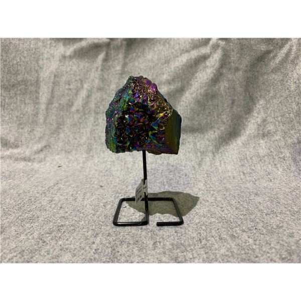 4" AMETHYST TITANIUM AURA ON METAL STAND RETAIL $350