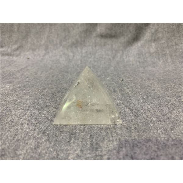 CLEAR QUARTZ WITH AURA PYRAMID RETAIL $350