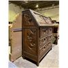 Image 2 : HEAVILY HAND-CARVED CHINESE MOTIF SECRETARY DESK 36" X 18" X42"