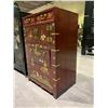 Image 2 : 2 DOOR 3 DRAWER CHINESE MOTIF CABINET 18" X 12" X 27"