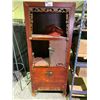Image 1 : FLORAL MOTIF 4 DOOR CABINET 29" X 23" X 72" (SOME DAMAGE ON 1 DOOR)