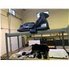 Image 1 : 2 SHELVES OF ASSORTED ITEMS INCLUDING; ROLLING DUFFLE BAG, VINTAGE CAR SCANNER, VINTAGE VIDEO