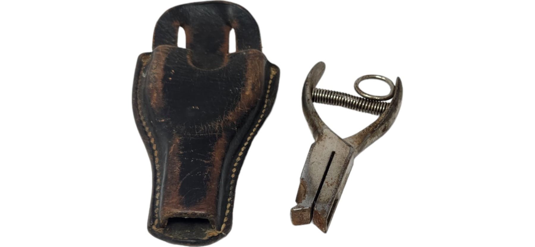 Vintage Leather Hole Punch With Sheath