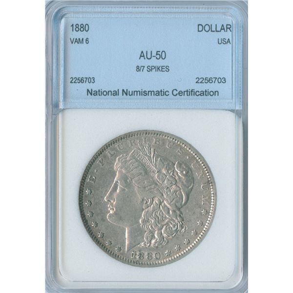 1880 VAM 6 - 8/7 Spikes - USA Morgan Silver Dollar