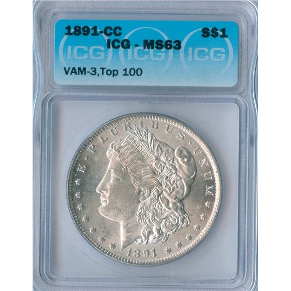 1891-CC USA Morgan Silver Dollar