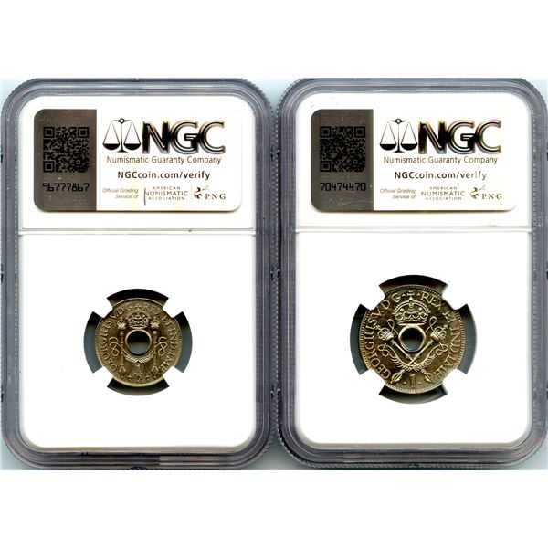 NEW GUINEA. Copper-Nickel Proof Set (2 Pieces) - 1929. Melbourne Mint. Both NGC Certified. Half Penn