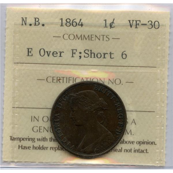 1864 New Brunswick One Cent Error
