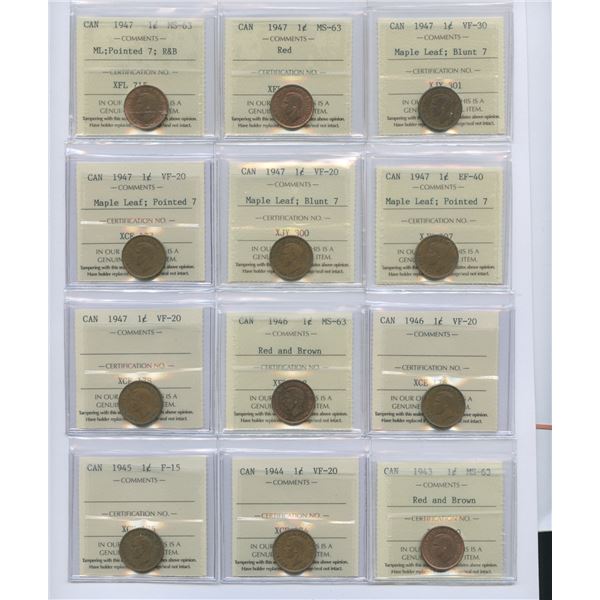 Canadian Small Cents - ICCS Graded Lot of 40 Part 3