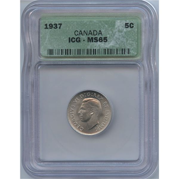 1937 Five Cents  - ICG MS65