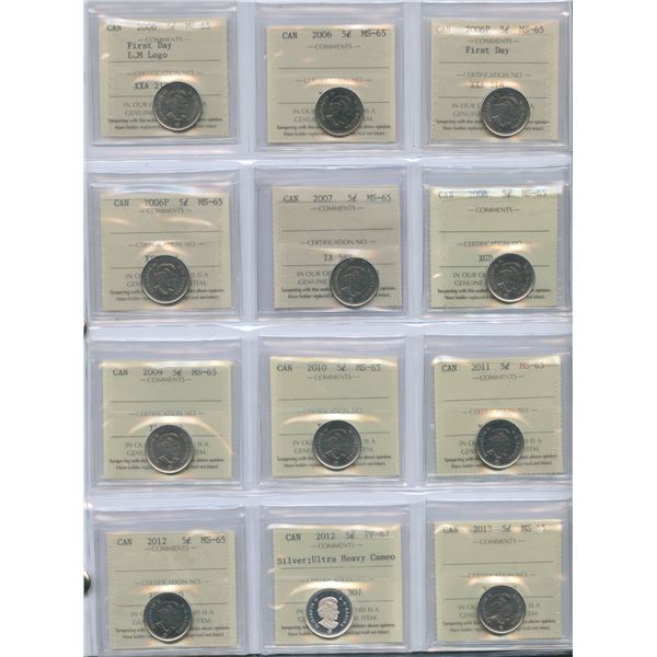 2006 - 2021 Five Cents - ICCS Graded Lot of 24