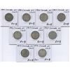 Image 1 : 1900 - 1936 Twenty-Five Cents - Lot of 9