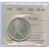 Image 1 : 1967 Fifty Cents - Double Struck
