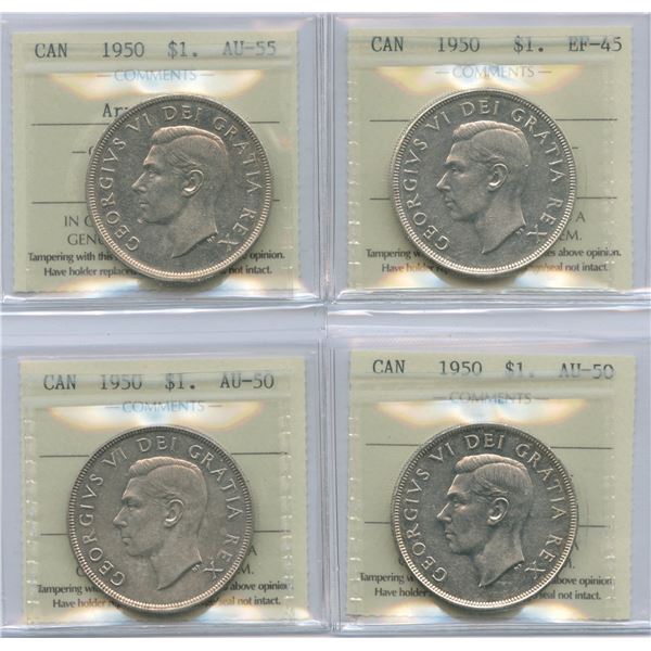 1949 Silver Dollars - Lot of 5 - All ICCS graded MS-64. 5 pcs.