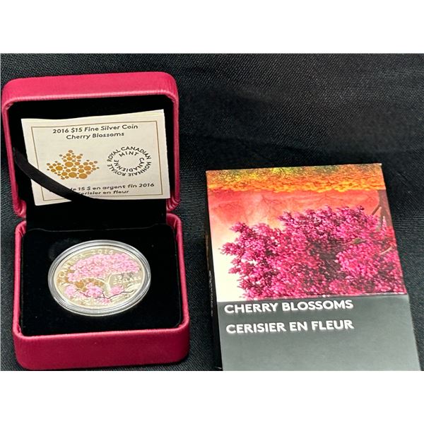 2016 Canada $15 Cherry Blossoms Fine Silver Coin (TAX Exempt)